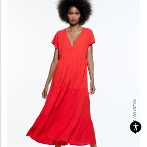 ZARA TIERED MIDI DRESS NWT